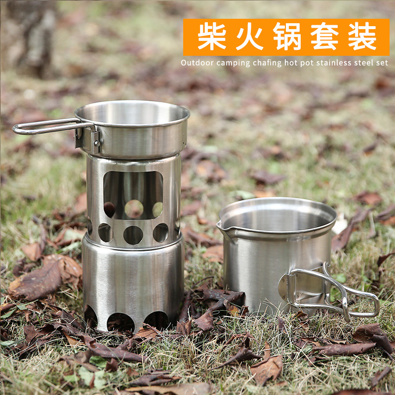 Camping Cooking Options - Popüler Kamp Çelik Odun Sobası Tencere