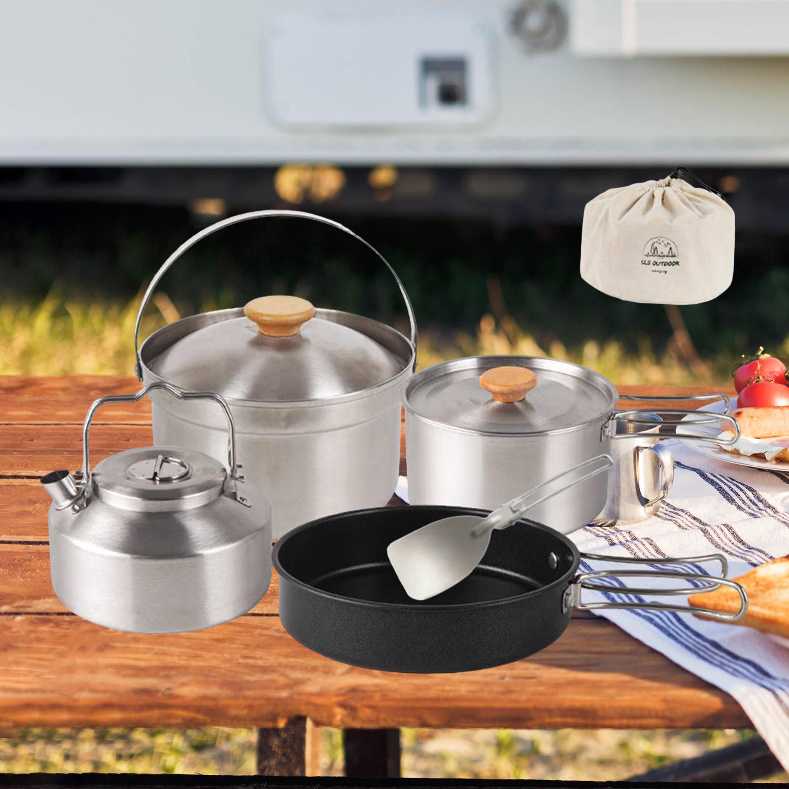 Camping Cooking Kettle - Kamp Tencere Seti, Taşınabilir Yapışmaz Tava,