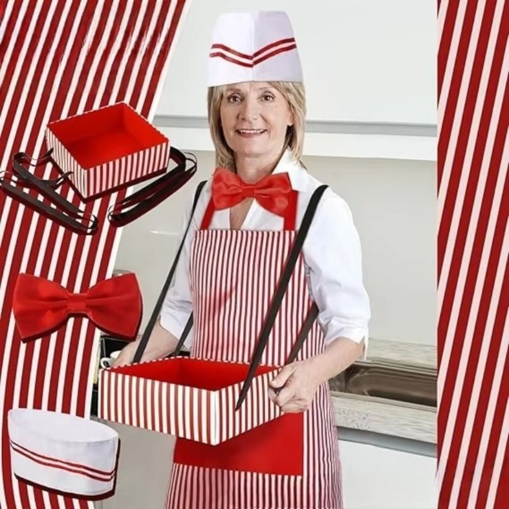 Camping Cooking Apron - Karnavallar Sirk Garson Cosplay Önlük Şapkalı