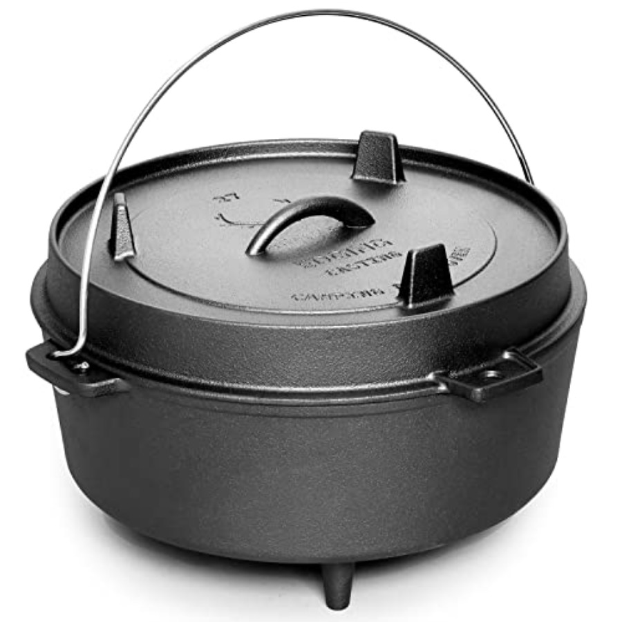 Camping Cooking Dutch Oven - Önceden Yağlanmış Dökme Demir Fırın Tenceresi,