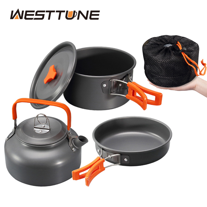 Camping Cooking Kettle - WESTTUNE Kamp Tencere Seti Alüminyum Açık