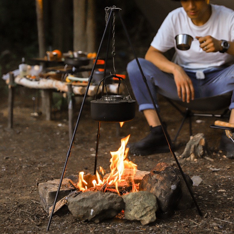 Camping Cooking Pot Tripod - Taşınabilir Açık Hava Pişirme Üçgen Destekli