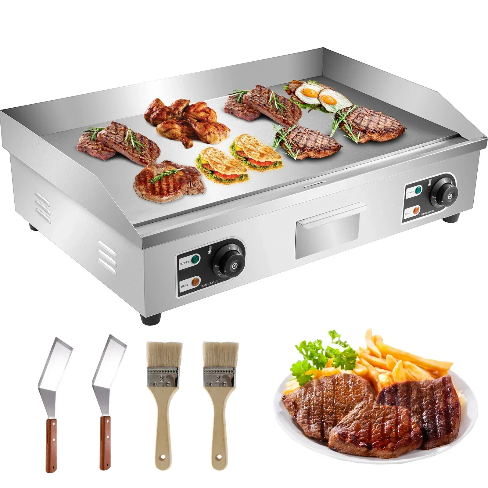 Camping Cooking Flat Top - Elektrikli Tezgah Üstü Kalbur Çekmeceli Paslanmaz