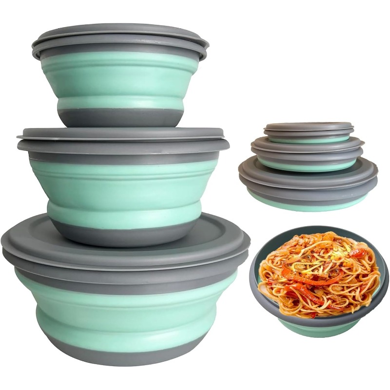 Camping Cooking Tray - 3'lü Silikon Katlanabilir Öğle Yemeği Kutusu