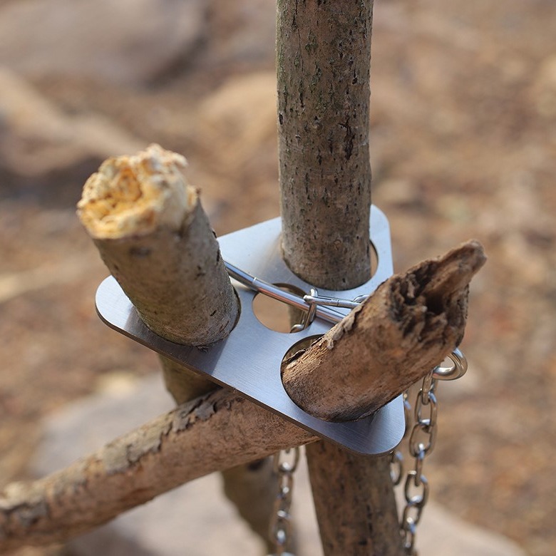 Camping Cooking Rack - Paslanmaz Çelik Kamp Tripod'u Taşınabilir Sökülebilir