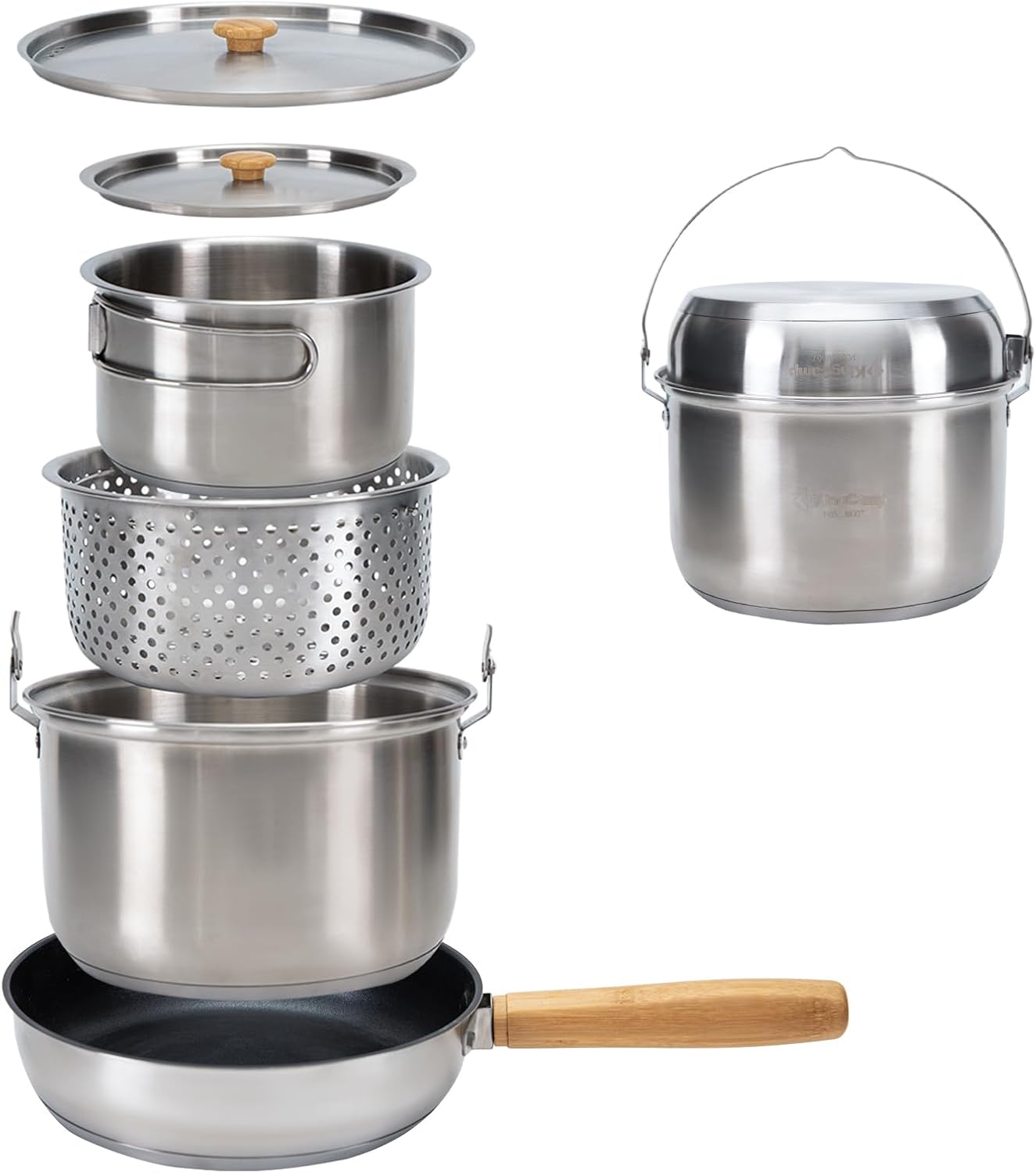 Camping Cooking Kettle - 304 Paslanmaz Çelik Kamp Yemek Pişirme