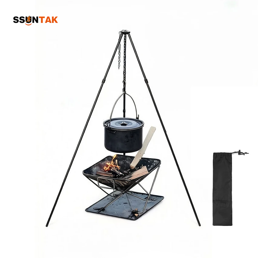 Camping Cooking Pot Tripod - SSUNTAK Taşınabilir Ayrılabilir Kamp Barbekü Tripod