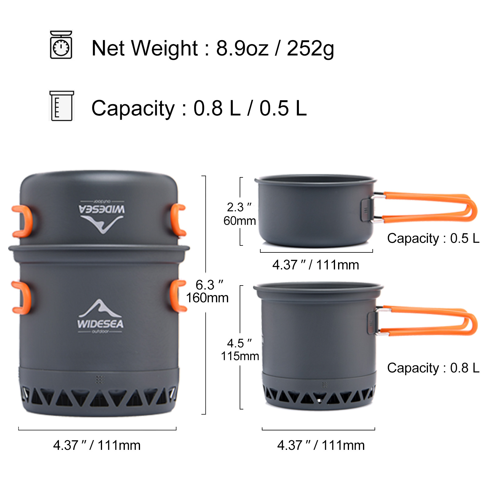 Widesea Kamp Pot 1.3L 2.3L Ten - Camping Cooking And Dining Set incelemesi ve fiyatı
