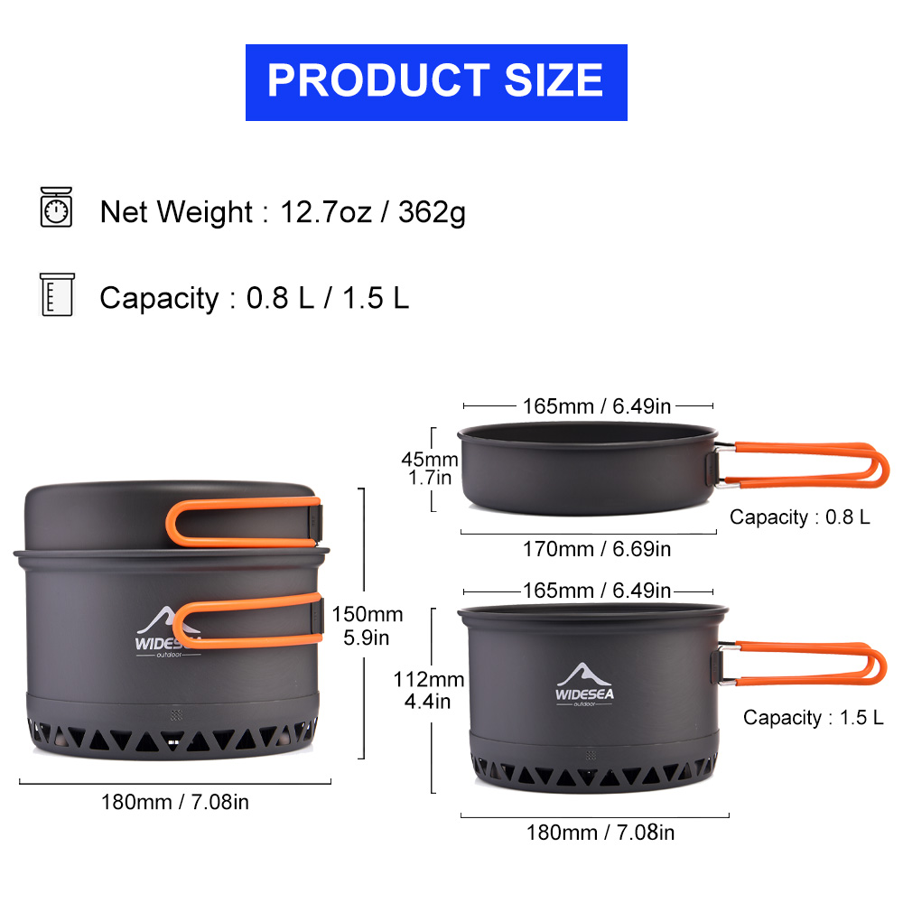 Widesea Kamp Pot 1.3L 2.3L Ten - Camping Cooking And Dining Set incelemesi ve fiyatı